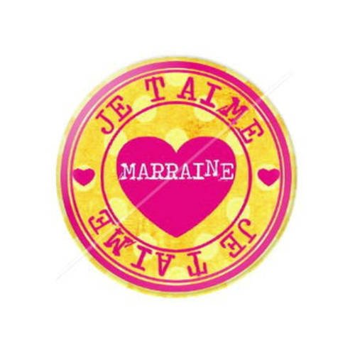 Cabochon résine a coller 25 mm je t'aime marraine 1 