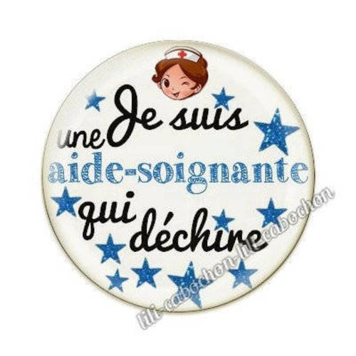 Cabochon résine a coller 25mm aide-soignante aa16 