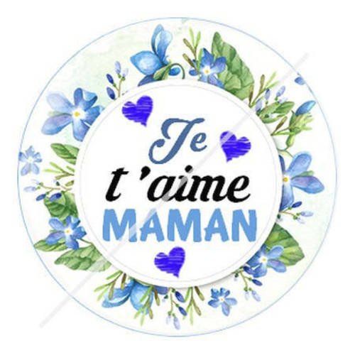 Cabochon résine a coller 25 mm je t'aime maman 7 