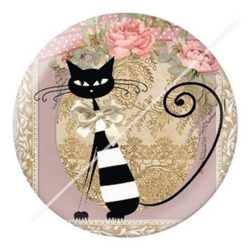 Cabochon résine a coller 25 mm  motifs chat s4 