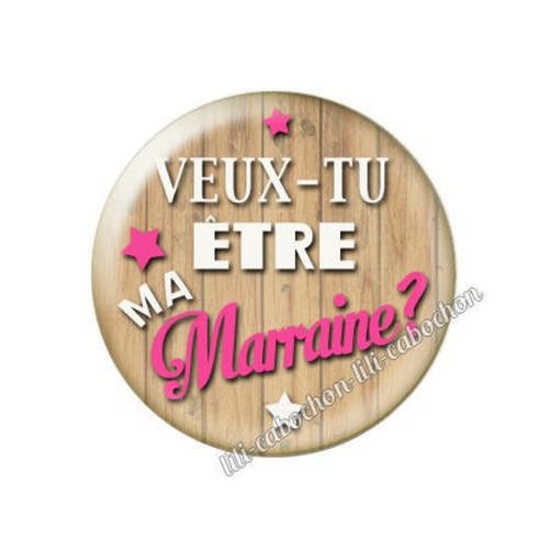 Cabochon résine a coller 25 mm annonce veux-tu être ma marraine? a116