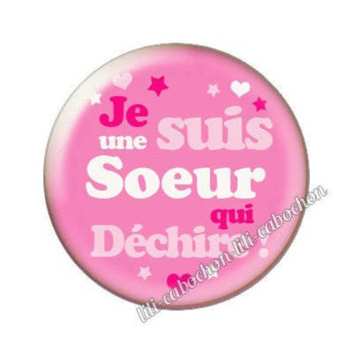 Cabochon en résine époxy 25 mm  thème soeur aa23