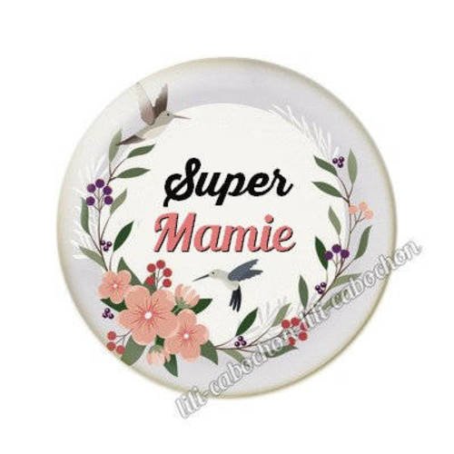Cabochon en résine époxy 25 mm  thème mamie aa17