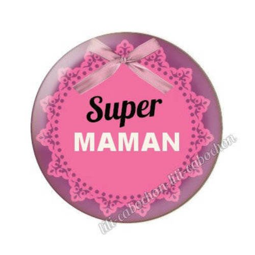 Cabochon en résine époxy 25 mm thème super maman 29
