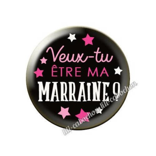 Cabochon résine a coller 25 mm annonce veux-tu être ma marraine? a119