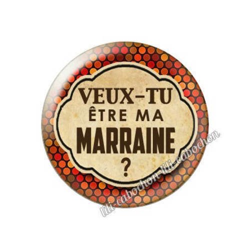 Cabochon résine a coller 25 mm annonce veux-tu être ma marraine? a95