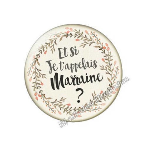 Cabochon résine a coller 25 mm annonce et si je 'appelais marraine? a75