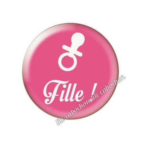 Cabochon résine a coller 25 mm annonce sexe bébé: c'est une fille a44