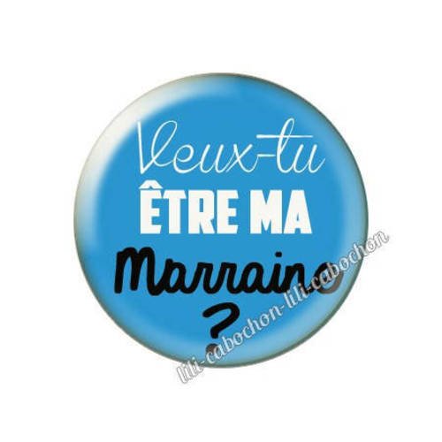 Cabochon résine a coller 25 mm annonce veux-tu être ma marraine? a105