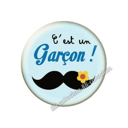 Cabochon résine a coller 25 mm annonce sexe bébé: c'est un garçon a24