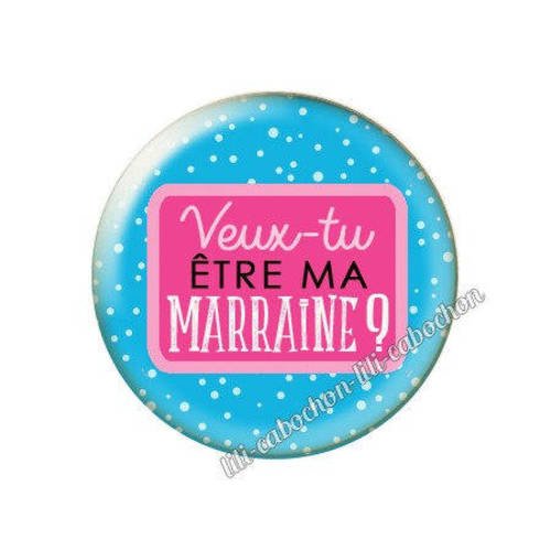 Cabochon résine a coller 25 mm annonce veux-tu être ma marraine? a110