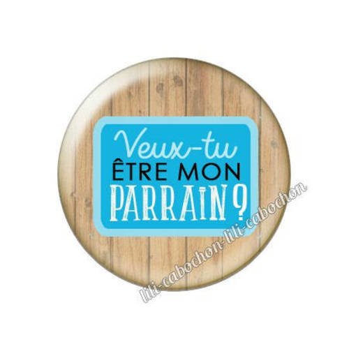 Cabochon résine a coller 25 mm annonce veux-tu être mon parrain? a87