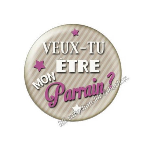 Cabochon résine a coller 25 mm annonce veux-tu être mon parrain? a86