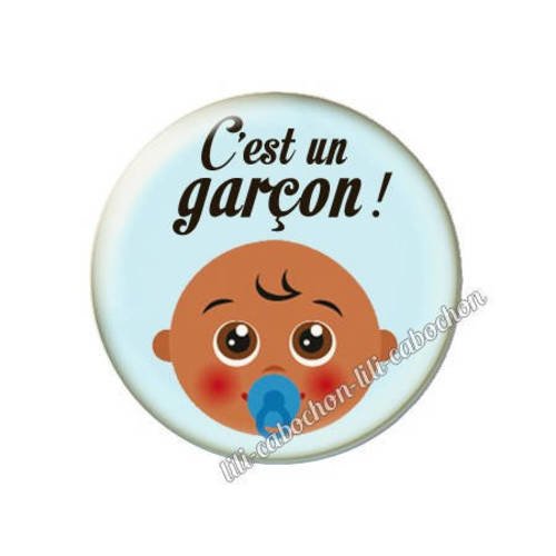Cabochon résine a coller 25 mm annonce sexe bébé: c'est un garçon a26
