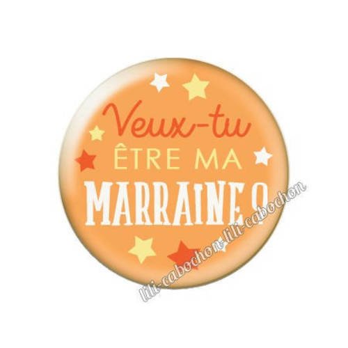 Cabochon résine a coller 25 mm annonce veux-tu être ma marraine? a106