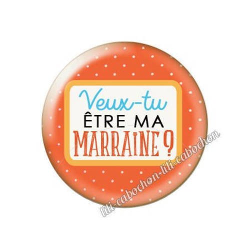 Cabochon résine a coller 25 mm annonce veux-tu être ma marraine? a112