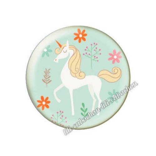 Cabochon résine a coller 25 mm licorne a50