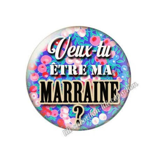 Cabochon résine a coller 25 mm annonce veux-tu être ma marraine? a93