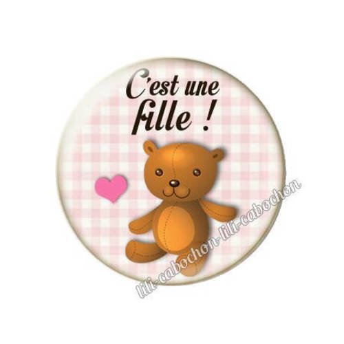 Cabochon résine a coller 25 mm annonce sexe bébé: c'est une fille a33