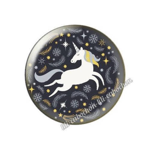 Cabochon résine a coller 25 mm licorne a47