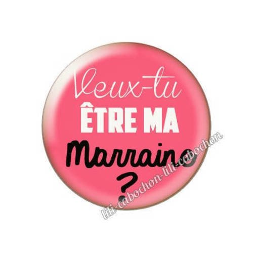 Cabochon résine a coller 25 mm annonce veux-tu être ma marraine? a92
