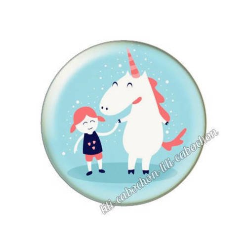 Cabochon résine a coller 25 mm licorne a54