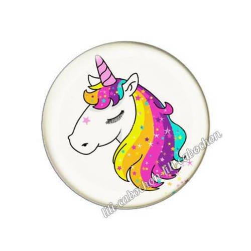 Cabochon résine a coller 25 mm licorne a55