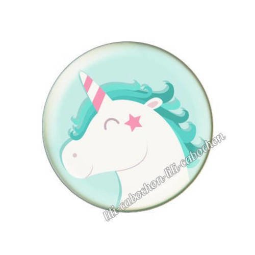 Cabochon résine a coller 25 mm licorne a56