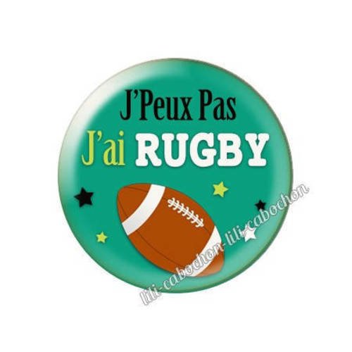 Cabochon résine a coller 25 mm j'peux pas j'ai rugby