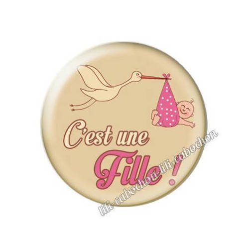 Cabochon résine a coller 25 mm annonce sexe bébé: c'est une fille a37