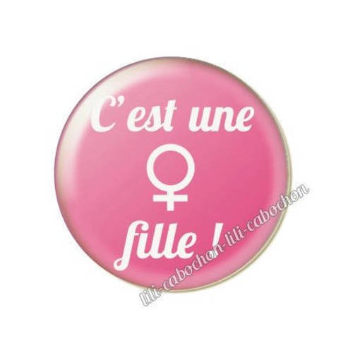 Cabochon résine a coller 25 mm annonce sexe bébé: c'est une fille a40