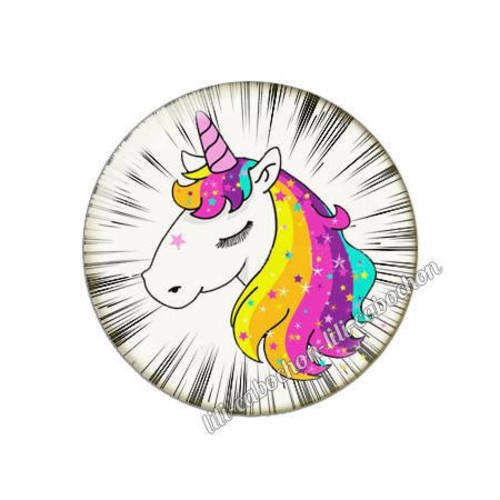 Cabochon résine a coller 25 mm licorne a57