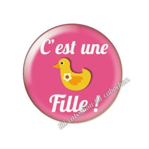 Cabochon résine a coller 25 mm annonce sexe bébé: c'est une fille a42