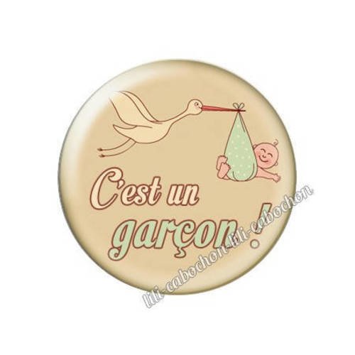 Cabochon résine a coller 25 mm annonce sexe bébé: c'est un garçon a22