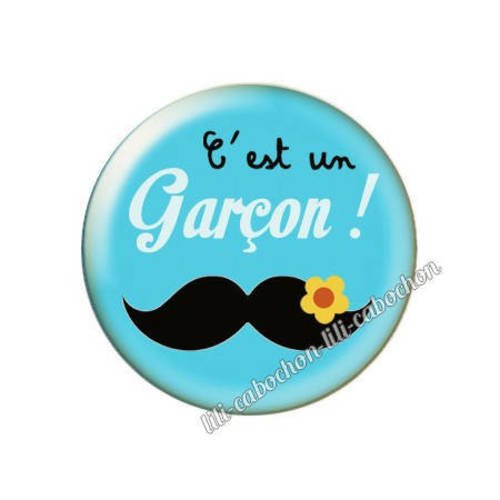 Cabochon résine a coller 25 mm annonce sexe bébé: c'est un garçon a19