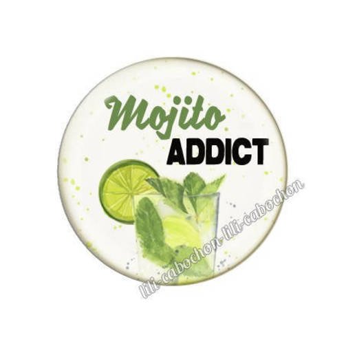 Cabochon résine a coller 25 mm mojito addict