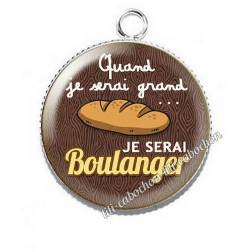 Pendentif cabochon résine quand je serai grand...je serai boulanger
