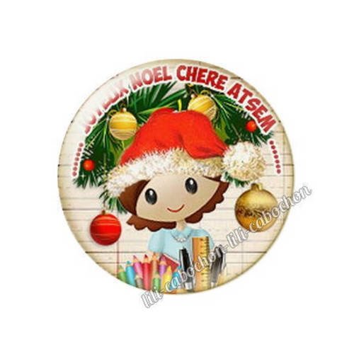 Cabochon résine a coller 25 mm noël atsem b8