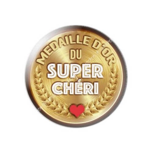 Cabochon résine a coller 25 mm médaille d'or du chéri...5 