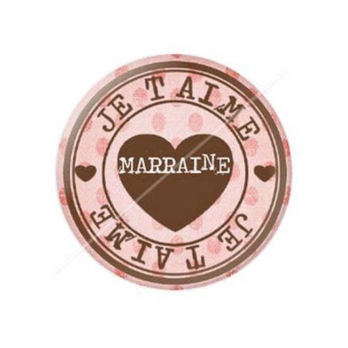 Cabochon résine a coller 25 mm je t'aime marraine 2 