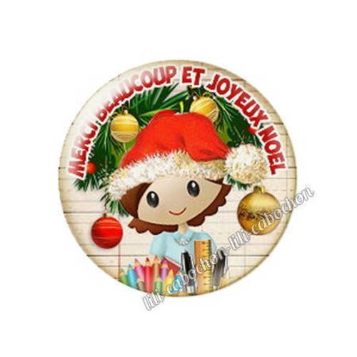 Cabochon résine a coller 25 mm noël merci b9
