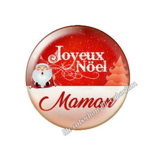 Cabochon résine a coller 25 mm noël maman ca92
