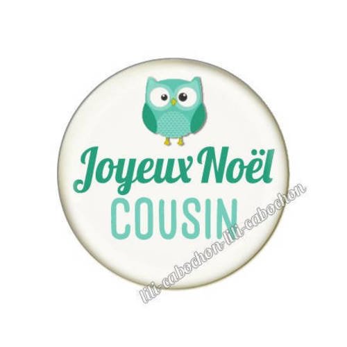 Cabochon résine a coller 25 mm noël cousin