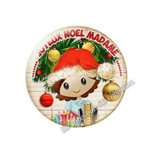 Cabochon résine a coller 25 mm noël madame b7