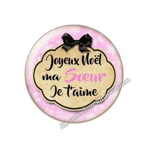 Cabochon résine a coller 25 mm noël soeur 3