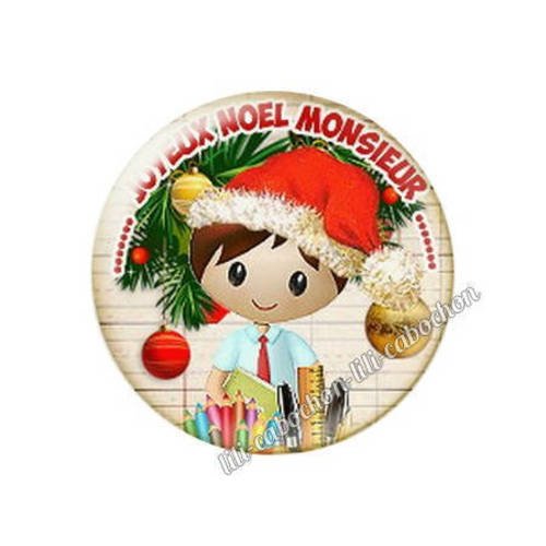 Cabochon résine a coller 25 mm noël monsieur b7