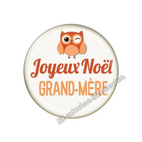 Cabochon résine a coller 25 mm noël grand-mère mamie