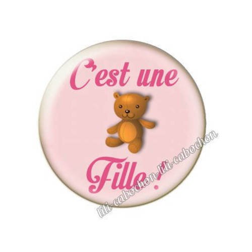 Cabochon résine a coller 25 mm annonce sexe bébé: c'est une fille a45