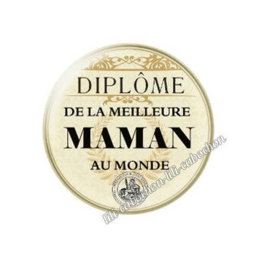 Cabochon en résine époxy 25 mm thème diplôme maman