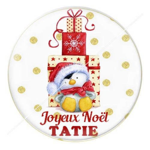 Cabochon résine a coller 25 mm joyeux noël tatie b6 